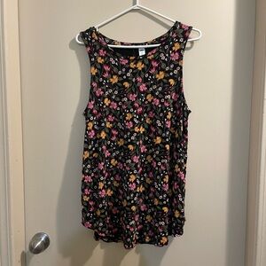 Old Navy Floral Tank Top - Black, Pink, Orange